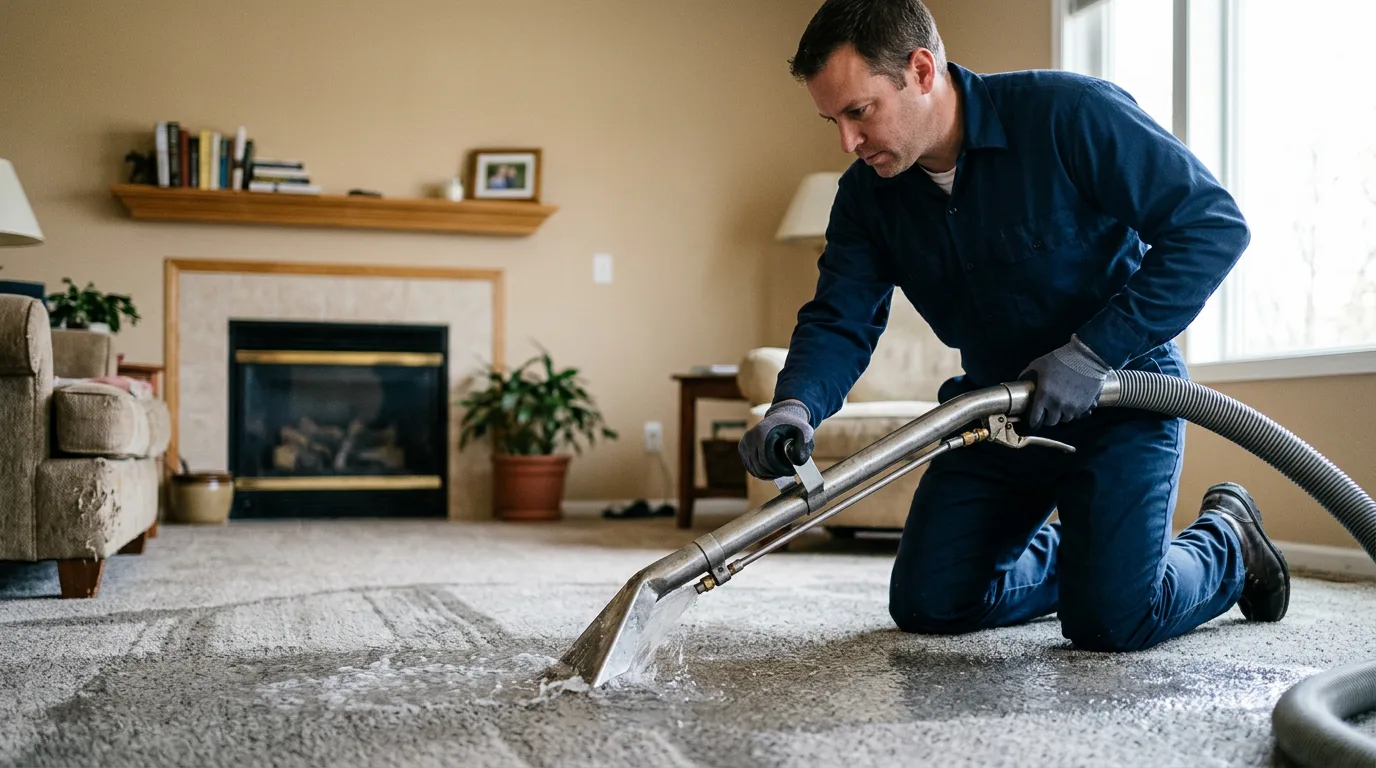 Water damage restoration technician working near Lyndhurst, NJ